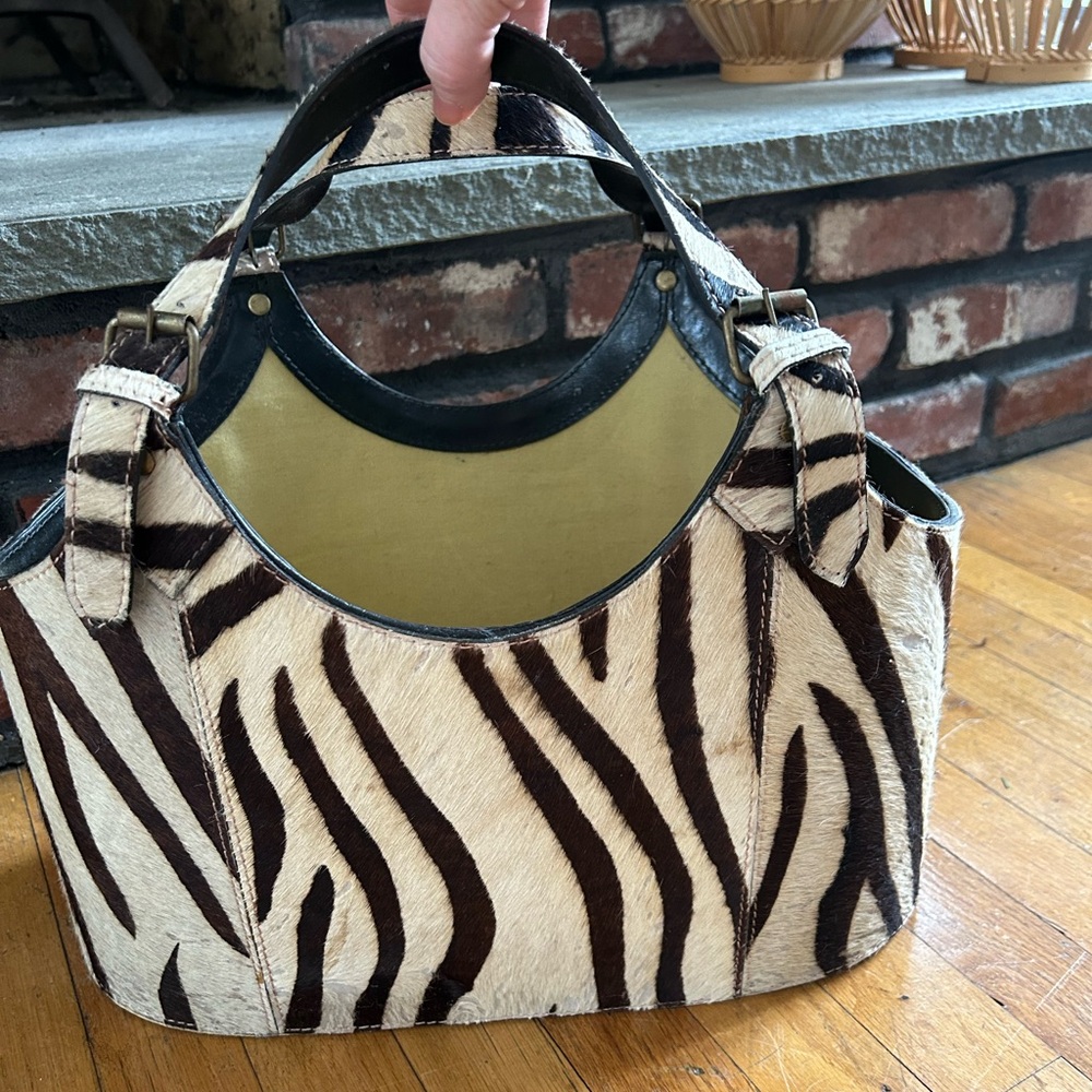 Vintage RARE Real Pony Hair with Buckle Detail Magazine Bag/Rack